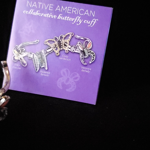 RARE Butterfly Cuff Native American Collaboration Sterling & Brass SWAIA - Picture 2 of 14